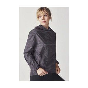 Fabletics Liora Pullover Small Gray Blue Cinch Perforated Funnel Neck Jacket